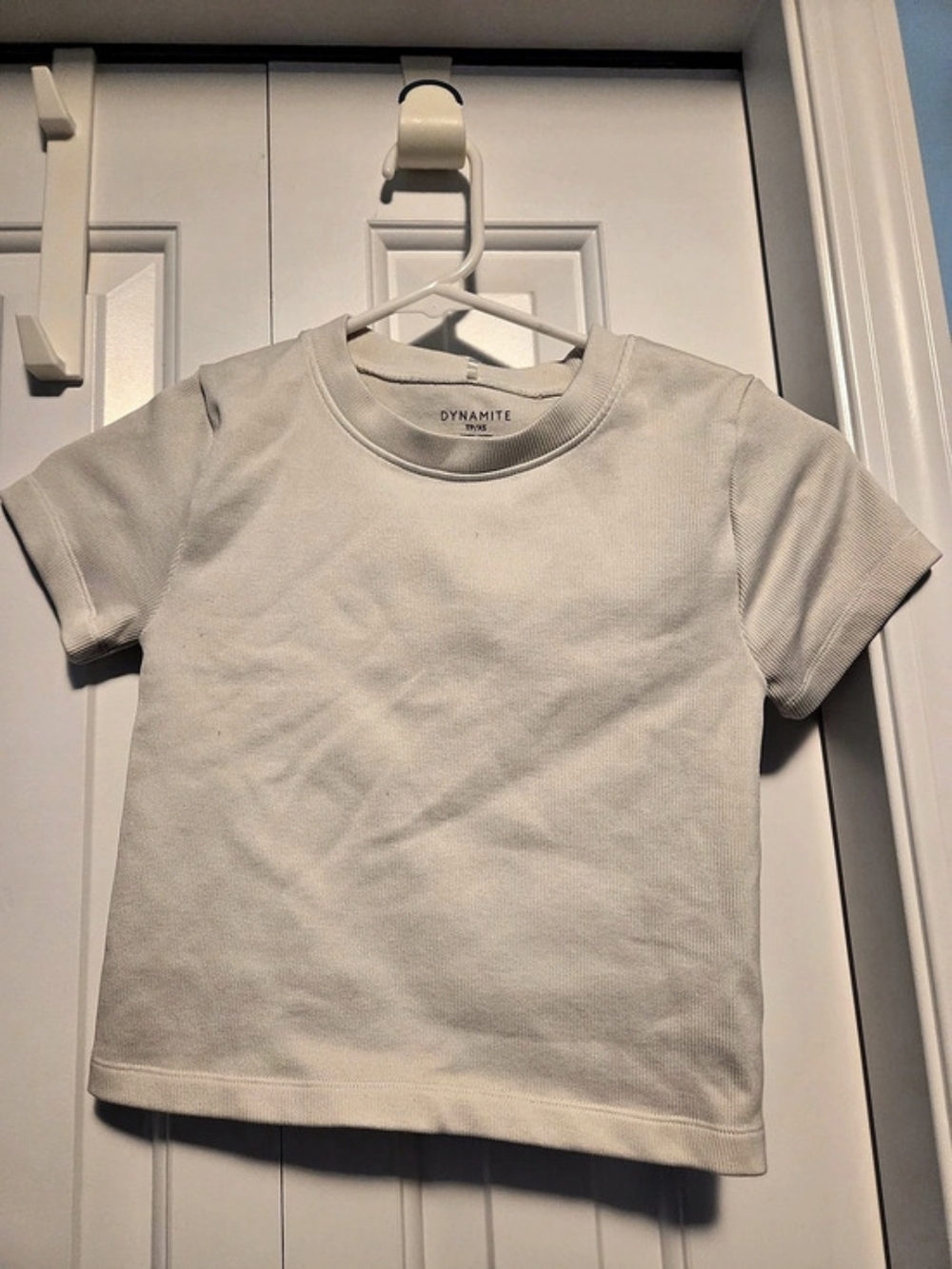 Dynamite Ribbed Short Sleeve Top in White